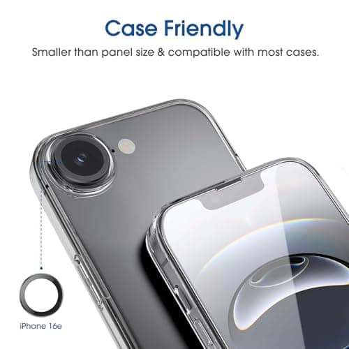 amFilm Auto-Alignment OneTouch for iPhone 17e / iPhone 16e [6.1''] Screen Protector + Camera Lens Protector, Tempered Glass, 30 Seconds Installation, Bubble Free, Case Friendly, Anti-Scratch [2+2 Pack] — view 4