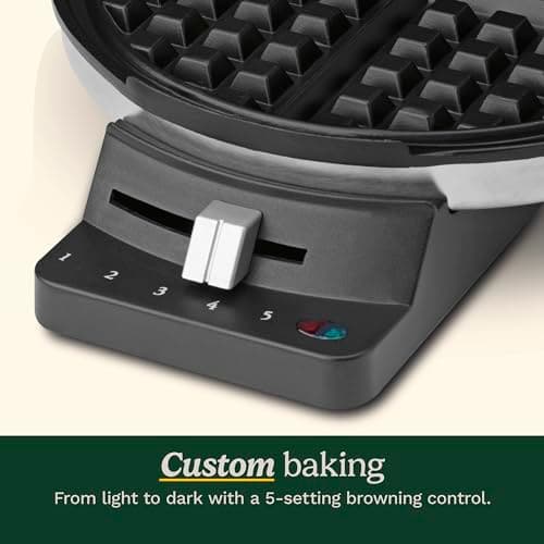 Cuisinart Waffle Maker, 1250W Round Classic Waffle Iron, 5-Setting Adjustable Browning Control, WMR-CANAS, Brushed Stainless — view 4