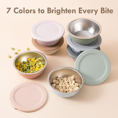 Moonkie Baby Bowls with Suction, Stainless Steel & Silicone Toddler Bowls with Lids, Seamless One-Piece Design Silicone Bowls for Babies 4 Months+, 13oz, BPA-Free, Lead-Free, Dishwasher Safe, 2 Pack — view 8