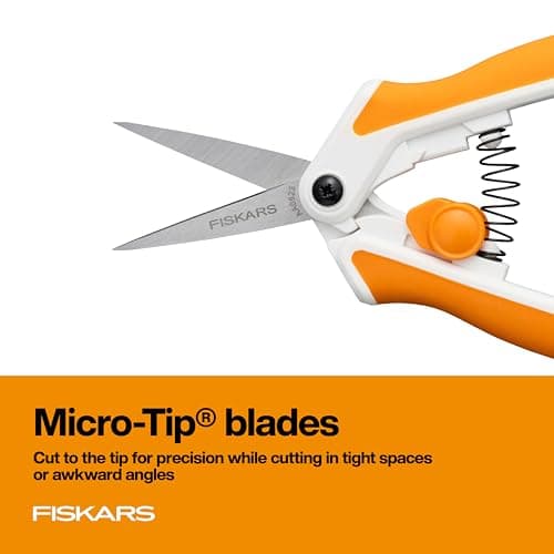 Fiskars Micro-Tip Spring Assisted Scissors, Precision Cutting Stainless Steel Blades, Comfort Handle, Cut Details in Fabric, Sewing Scissors and Arts and Crafts Tools — view 6