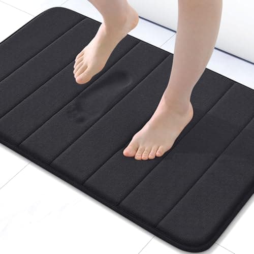 Buganda Memory Foam Bath Mat, 30" x 20", Ultra Soft Bathroom Rugs, Water Absorbent and Machine Washable Bath Rug for Bathroom, Shower, and Tub, Black