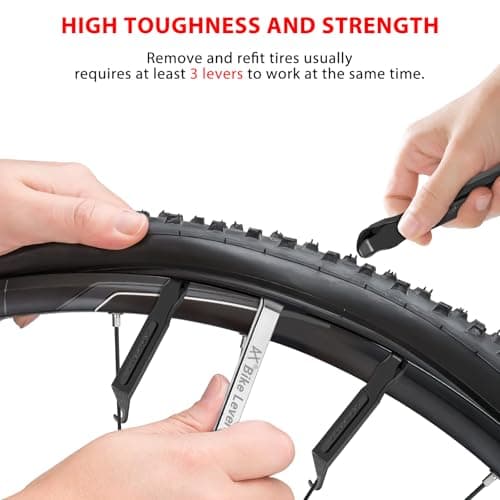 Tragoods Bike Tire Levers - Ultra Strong PC Plastic Bicycle Tire Removal Changing Tool and Stainless Steel Levers for Road or Mountain Bike Tires - Set of 7 — view 4