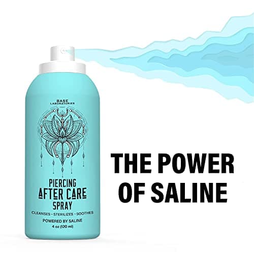 Base Labs Piercing Aftercare Spray 4oz Cleanses, Sterilizes & Soothes Saline Solution for Piercings Piercing Aftercare Healing Treatment for Ears, Nose, Body, Belly Piercings 120ml — view 5