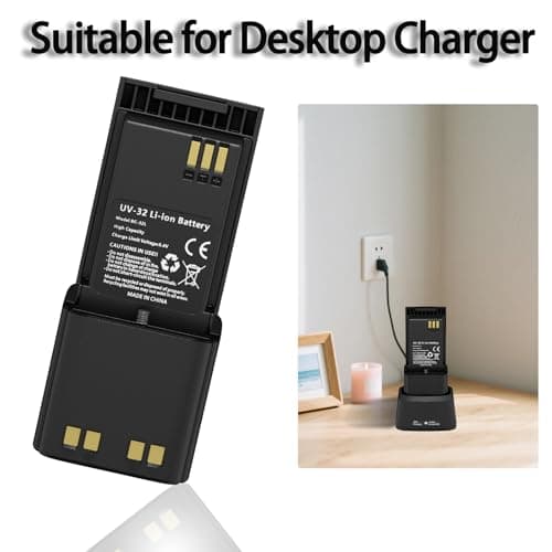 DM-32 UV-32 Radio Battery 3800mAh Extended Capacity USB-C 8.4V Battery for DMR DM-32,DMR DM-32,UV-32,DM-32 Two Way Radios BC-32UV Walkie Talkie DM-32UV Accessories with USB-C Cable — view 3