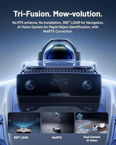 Mammotion LUBA 3 AWD 5000 Robot Lawn Mower with Garage (Ship Separately), 1.25 Acres, 360° LiDAR+NetRTK+AI Vision, All-Wheel-Drive for 80% Slopes, 50 Multi-Zone Management, Cutting Height 1.0"-2.7"