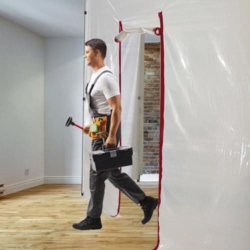 10FT Dust Barrier Poles 4 Pack, Stainless Steel Retractable Zipper Wall Poles Kit for Renovation, Remodeling and Isolation Work — view 7