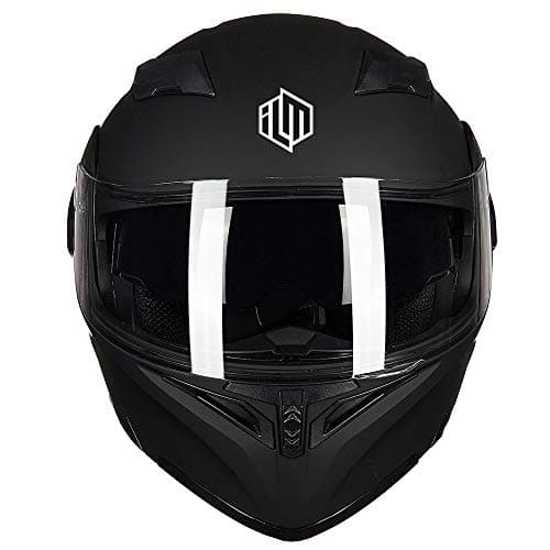 ILM Motorcycle Dual Visor Flip up Modular Full Face Helmet DOT with 7 Colors (M, Matte Black) — view 4