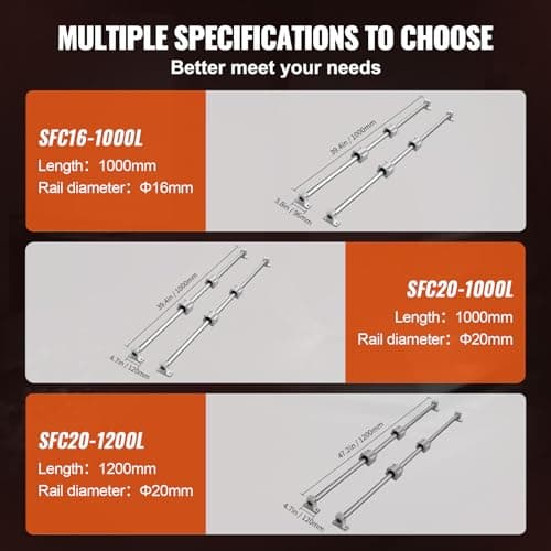 VEVOR Linear Rail Slide SFC20-1000mm 2 PCS 39.4 in/1000mm SFC20 Guide Rails 4 PCS SC20 Slide Blocks 4 PCS Rail Supports Linear Rails and Bearings Kit for Automated Machines CNC DIY Project — view 5