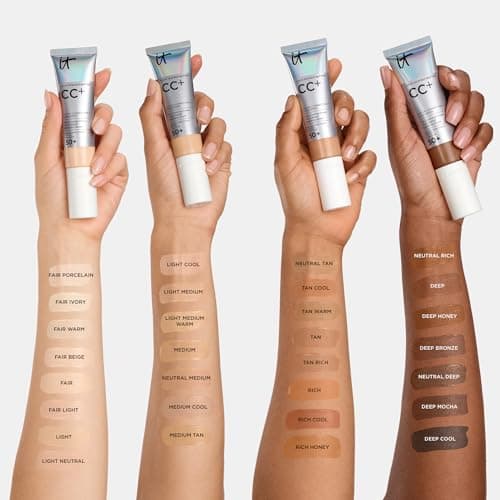 IT Cosmetics CC+ Cream (Tan) - Natural Full Coverage Foundation With SPF 50+, Color Corrector & Anti-Aging Hydrating Serum, Hyaluronic Acid + Peptides, Lightweight - 1.08 fl oz — view 5
