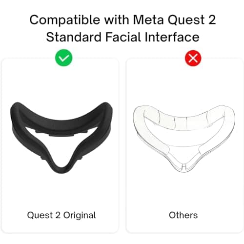 Silicone Face Cover for Meta Quest 2 Standard Facial Interface with Lens Cover Washable Vr Covers for Oculus Quest 2 Accessories Silicone Cover Only, Plastic Interface NOT Included