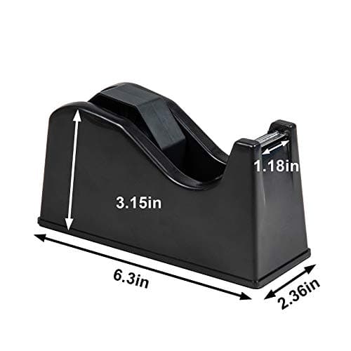 Desktop Tape Dispenser Adhesive Roll Holder (Fits 1" & 3" Core) with Weighted Nonskid Base (1Pack-Black)