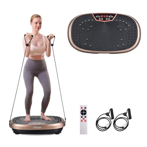 EILISON FitMaxx 3D XL Vibration Plate Exercise Machine - Whole Body Workout Vibration Platform w/Loop Bands - Lymphatic Drainage Machine for Weight Loss, Shaping, Recovery (Fitpro Brown)