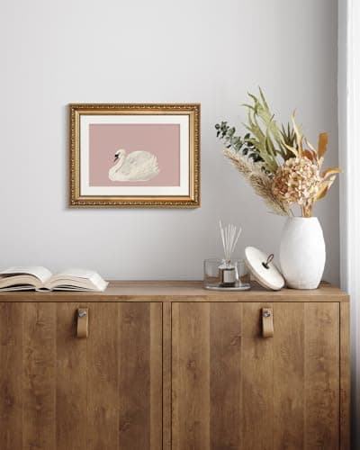 VIYYIEA Gold Framed Wall Art, Swan Pink Canvas Print Home Decor Vintage Art Painting Picture Bathroom Wall Decor, Animals Artwork for Living Room Bedroom Kitchen Office - 14L x 11W — view 6