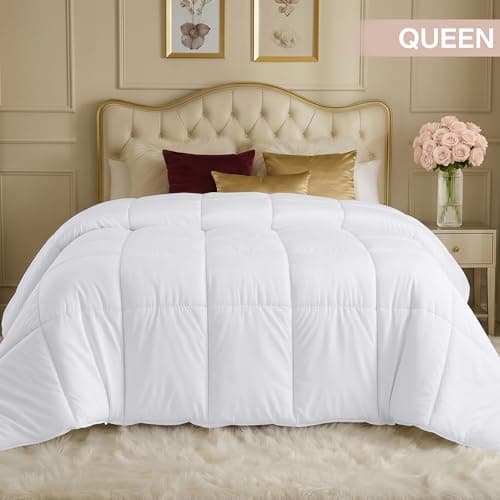 Utopia Bedding Comforters Queen Size, All Season Duvet Insert, Down Alternative Box Stitched Bed Comforter with Corner Tabs, Machine Washable (White) — view 2