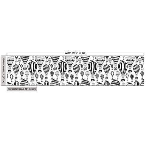 Ambesonne Grunge Fabric by The Yard, Hot Air Balloons of Vintage Minimalist Effects Greyscale Tones Illustration, Decorative Fabric for Upholstery and Home Accents, 2 Yards, Pale Charcoal — view 2