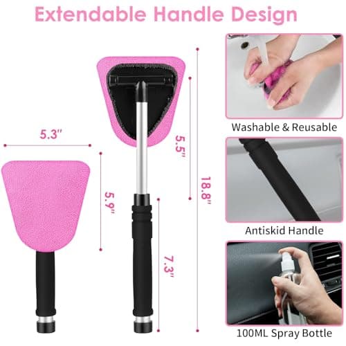 Viewsun 17pcs Car Cleaning Kit, Pink Car Interior Detailing Kit with High Power Handheld Vacuum, Detailing Brush Set, Windshield Cleaner, Cleaning Gel, Complete Auto Accessories for Women Gift — view 3