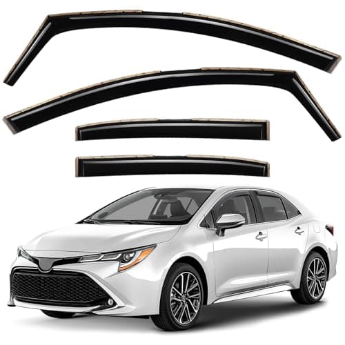 GrandWheel Co Smoke Tinted in-Channel Side Window Vent Visor Deflectors Rain Guards Compatible with Toyota Corolla 2020-2026 Sedan - 4 pcs. GW0491