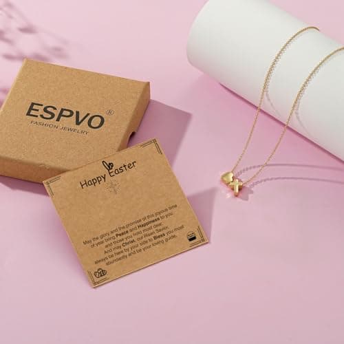 ESPVO First Communion Gifts for Girls Teens 1st First Holy Communion Decorations Catholic Primera Cross Necklace Christian Religious Teenage Kids Daughter Granddaughter Ideas — view 4