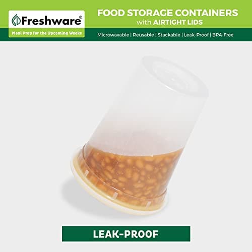 Freshware Food Storage Containers with Lids [60 Pack 8, 16, 32 oz, 20 sets each size] Plastic Deli Containers, Meal Prep Containers, Microwave and Freezer Safe, Stackable, Leakproof, BPA Free, Clear — view 3