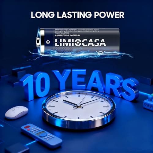 LIMIOCASA AA Batteries 12-Pack, Alkaline Batteries with 10-Year Shelf Life, Leak-Proof for Long-Lasting Power in Wireless Mice, Keyboards, Remote Controls, Toys & More — view 4