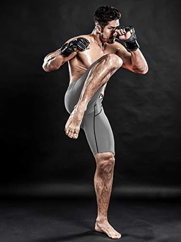 DRSKIN Men's 6, 4, 3 or 1 Pack Compression Shorts Pants Tights Baselayer Sports Running Athletic Active Underwear Workout, Line Gr304-gray, XX-Large — view 3