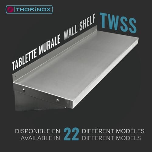 THORINOX TWSS Stainless Steel Wall Mount Shelf - Commercial Grade - Vibration Insulation - NSF Certified - Ideal for Restaurant, Institution Kitchen, Laboratory, Garage (12X60) — view 2