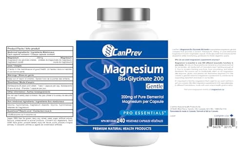 CanPrev Magnesium Bis-Glycinate 200mg Gentle, 240 Veg Caps, Well-Absorbed Complex for Daily Calm & Restful Sleep, Muscle Function, 240 Day Supply — view 9