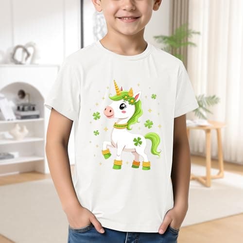 St Patricks Day Shirt for Kids – Unicorn Lucky Shamrock Shirts Boys Girls St Paddys Day Irish Tops — view 2