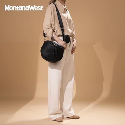 Montana West Crossbody Bags Bum Bag for Women Girls Large Sling Bag with Adjustable Strap and Coin Purse MWC-285BK — view 2