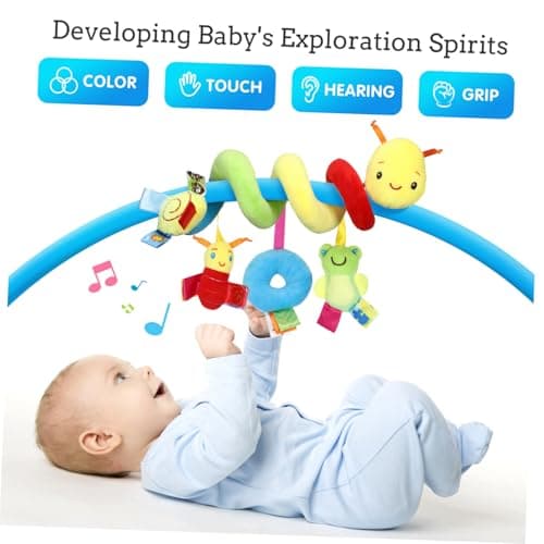 ifundom Car Seat Toys, Toys for Car Seat Crib Mobile Bed Around Rattle Bell Cartoon Insect Stroller Hanging Stuffed Wrap Spiral Safety Plush Toys for Crib Bed Stroller Car Seat Bar — view 5