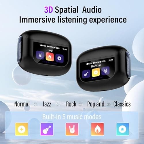 Wireless Earbuds, Bluetooth 5.4 Headphones with Multifunctional Touch Screen, 48H Bass Stereo Ear Buds with ANC/ENC Noise Cancelling/Transparency Mode, IPX7 Earphones with 5 EQ Modes for iOS Android — view 4