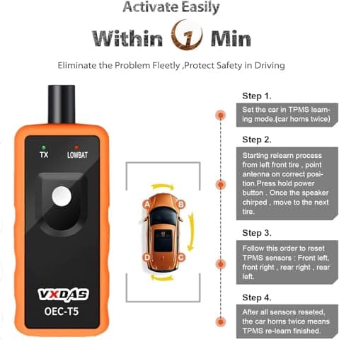 VXDAS TPMS Relearn Tool Only for GM Vehicles (2006-2024 Chevy/Buick/GMC/Opel/Cadillac) Original Sensor with 315/433 MHz, Tire Sensors Pressure Monitor System Reset Tool OEC-T5-2025 Edition — view 3