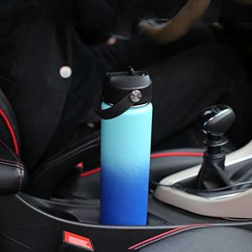 SENDESTAR Insulated Water Bottle 24 OZ, Wide Mouth 24 oz Water Bottle with Straw Lid, Spout Lid, Double Wall Vacuum Stainless Steel Leak Proof, Keeps Liquids Hot or Cold — view 5