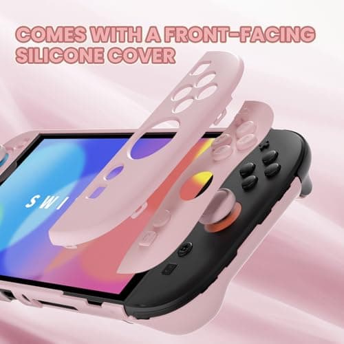 PlayVital Protective Case for Nintendo Switch 2 - Cute Dockable Hard Case Shell for Switch 2 with Thumb Grip & Sticker & Button Caps, Anti-Scratch & Shockproof Cover Skin - Cherry Blossoms Pink — view 3