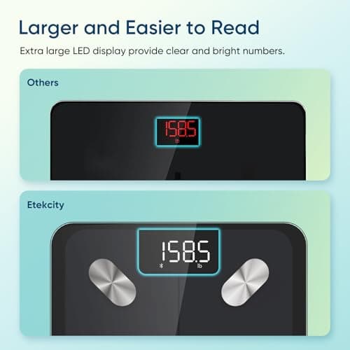 Etekcity Body Fat Scale Smart BMI Scale, Smart Weighing Scale , Bluetooth Electronic Body Analyzer Machine, Accurate Machine, 400lb Black ESF-551 — view 4