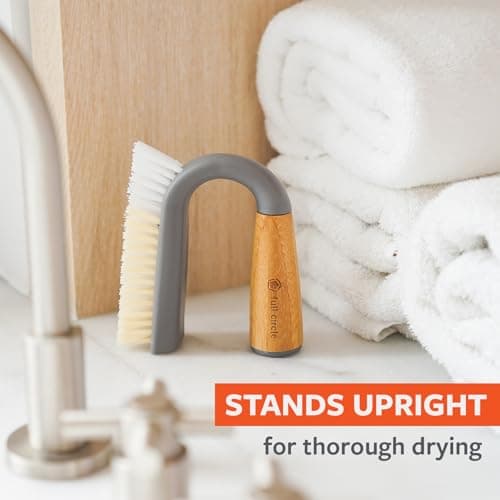 Full Circle Grunge Buster, Grout & Tile Scrub Brush, Recycled Materials, Tough & Durable, Grey — view 4