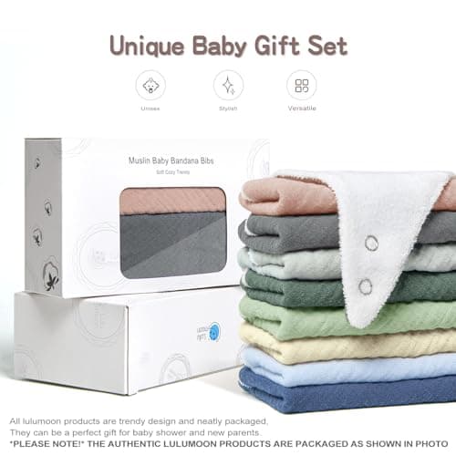 Lulumoon Muslin Baby Bibs 100% Cotton Baby Bandana Drool Bibs for Teething and Drooling, 8 Pack, Seashore — view 5