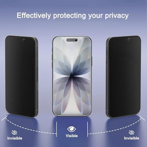Ailun 3 Pack Privacy Screen Protector for iPhone 17 [6.3 inch]+ 3 Pack Camera Lens Protector with Installation Frame,Dynamic Island Compatible,Anti Spy Tempered Glass[9H Hardness]-HD