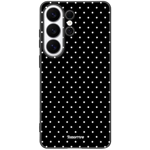 Mouzor Cute Polka Dot Phone Case for Samsung Galaxy S26 Ultra, Girly Aesthetic Design Matte Finish Soft Touch TPU Shockproof Cover for Girls Women, Black
