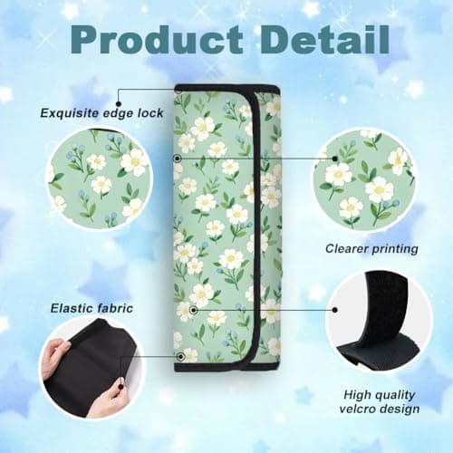 CRAFTYMELODY 2Pcs Seat Belt Cover Pad 11 Inch Long Seat Belt Cushion Soft Comfort Strap Pad Auto Accessory Decoration for Car Truck SUV Bag Backpack Green White Floral — view 3