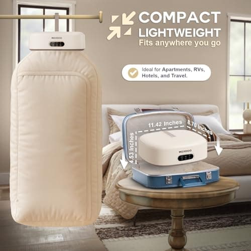MOJOCO Portable Clothes Dryer - Mini/Compact Dryer for Apartment, RV, Travel - Small Quiet Fast-Drying Machine with Adjustable Timer & Hassle-Free Setup — view 3