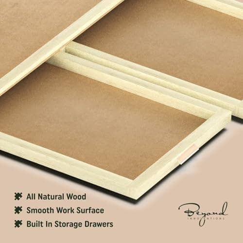 1500 Piece Wooden Jigsaw Puzzle Table - 6 Drawers, Rotating Puzzle Board | 35” X 28” Jigsaw Puzzle Board | Puzzle Cover Included - Portable Puzzle Tables for Adults and Kids by Beyond Innoventions — view 5