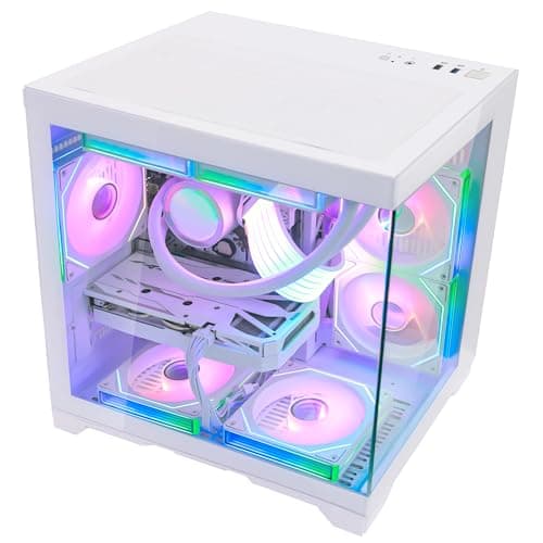 HELLOLAND White Gaming Desktop PC, AMD Ryzen 7 5700X 3.4GHz, GeForce RTX 5060 8GB, 32GB DDR4 RAM, 1TB PCIe SSD, 240mm AIO Liquid Cooler, WiFi Bluetooth, ARGB Fans with Software Control, Windows 11 — view 6