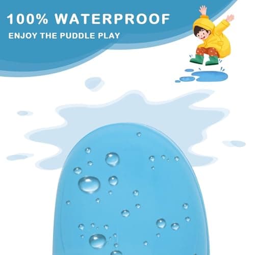 EUXTERPA Boys Girls Waterproof Rain Boots Kids Toddler Solid Color Boots with Easy On Handles, Blue, Little Kid Size 11 — view 3