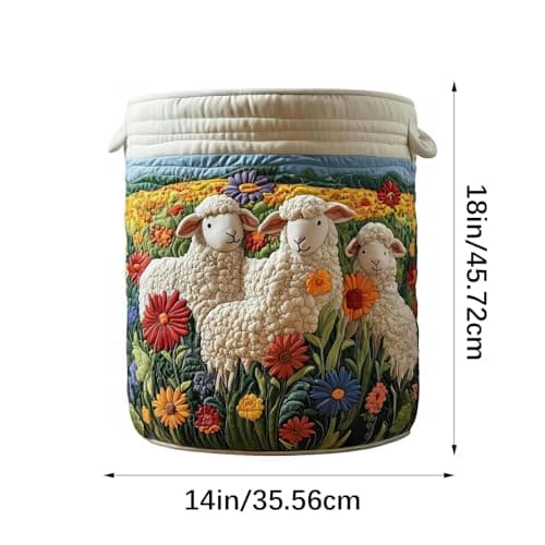 Quilted Laundry Hamper Foldable Storage Basket with Soft Padding and Floral Detail for Bedroom Bathroom Storage Collapsing Laundry Bag — view 2