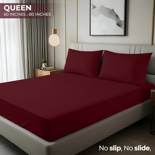 Utopia Bedding Queen Fitted Sheet - Bottom Sheet - Deep Pocket - Soft Microfiber -Shrinkage and Fade Resistant-Easy Care -1 Fitted Sheet Only (Burgundy)