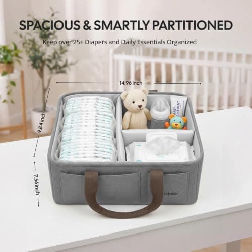 Cochildor Baby Diaper Caddy, Large Nursery Storage & Car Organizer, Gray — view 3