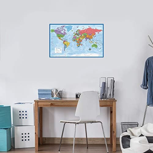 Laminated World Map Poster - Wall Chart Map of Earth - 18" x 29" (Blue) — view 3