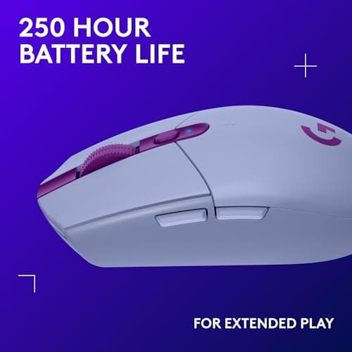 Logitech G305 Lightspeed Wireless Gaming Mouse, Hero Sensor, 12,000 DPI, Lightweight, 6 Programmable Buttons, 250h Battery, On-Board Memory, Compatible with PC, Mac - Lilac — view 3