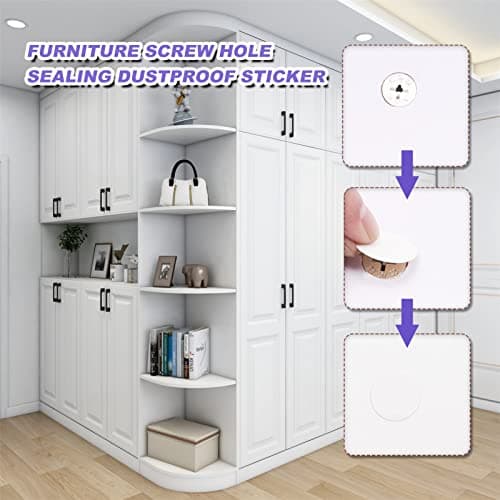 Screw Hole Covers Stickers, 1160 Pcs Self-Adhesive Screw Hole Cover Stickers White Furniture Cabinet Cap Covers Sealing Sticker 3 Size — view 5